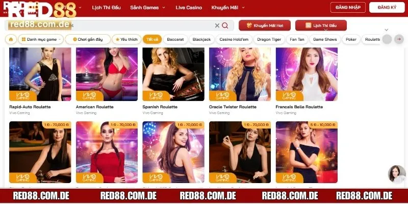 Bỏ túi game nên trải nghiệm tại live casino RED88